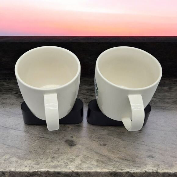 Set of Two 12oz White Starbucks Coffee Cup Mugs 2008 and 2013 (New Bone China) - Picture 5 of 16